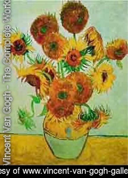 Still Life Vase With Fourteen Sunflowers 1883