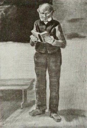 Man Standing, Reading A Book