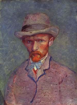 Self-portrait with gray hat