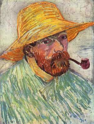 Vincent Van Gogh - Self Portrait with Straw Hat and Pipe 2