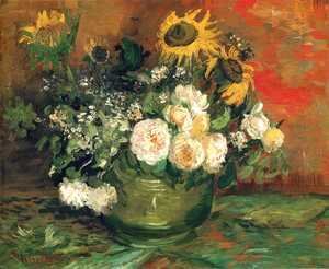 Vincent Van Gogh - Still life with roses and sunflowers