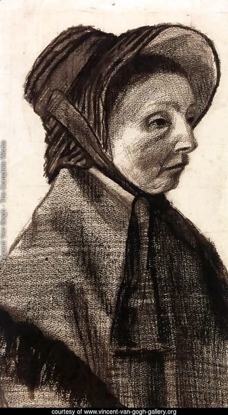 Bust of a Woman with Hat Facing Right