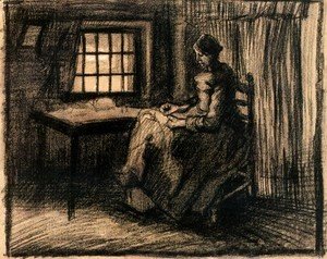 Vincent Van Gogh - Peasant Interior with a Woman Sewing