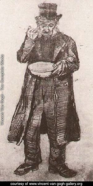 Orphan Man with Top Hat, Eating from a Plate
