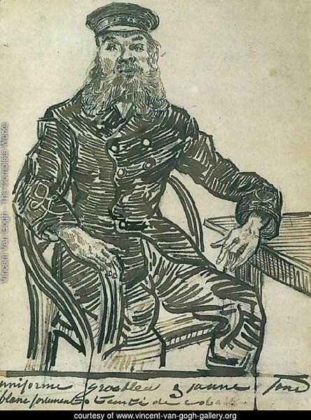 Joseph Roulin, Sitting in a Cane Chair, Three-Quarter-Length