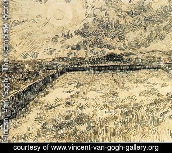 Vincent Van Gogh - Wheat field with sun and cloud