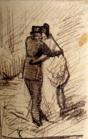 Vincent Van Gogh - A Man and a Woman Seen from the Back