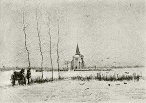 Vincent Van Gogh - Snowy Landscape with the Old Tower