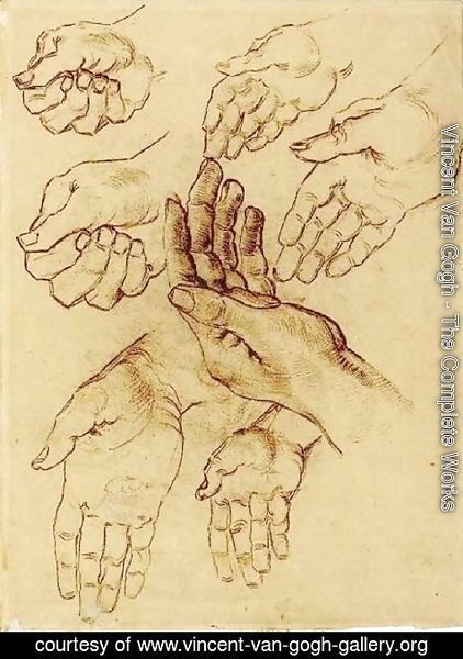 Vincent Van Gogh - Study Sheet with Seven Hands 2