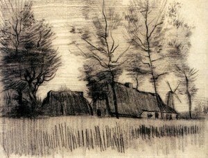 Vincent Van Gogh - Landscape with Cottages and a Mill