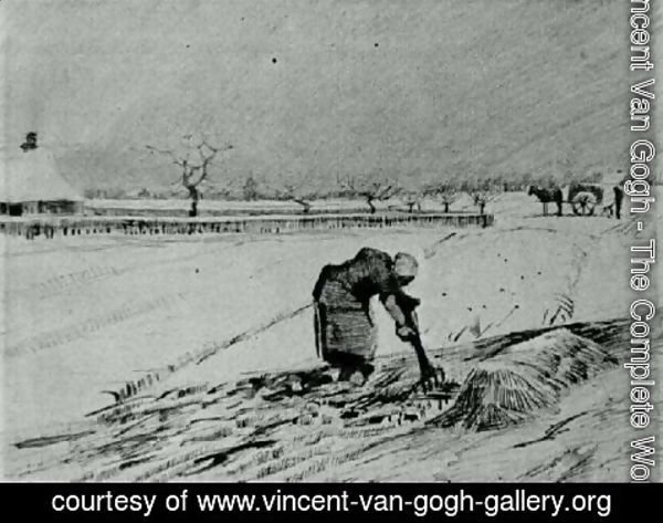 Vincent Van Gogh - Snowy Landscape with Stooping Woman