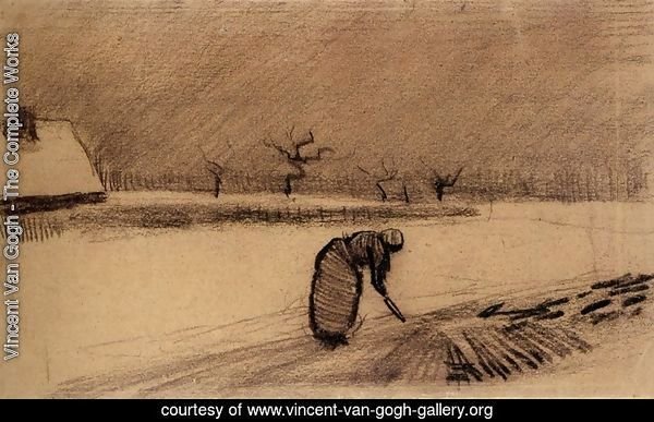 Woman with a Fork in a Winter Landscape