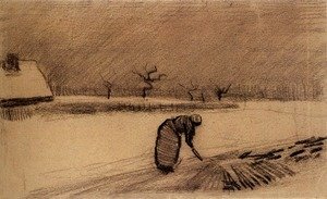 Vincent Van Gogh - Woman with a Fork in a Winter Landscape