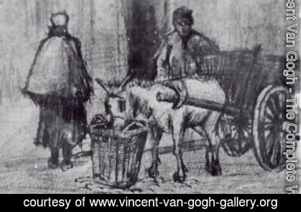Vincent Van Gogh - Donkey Cart with Boy and Scheveningen Woman