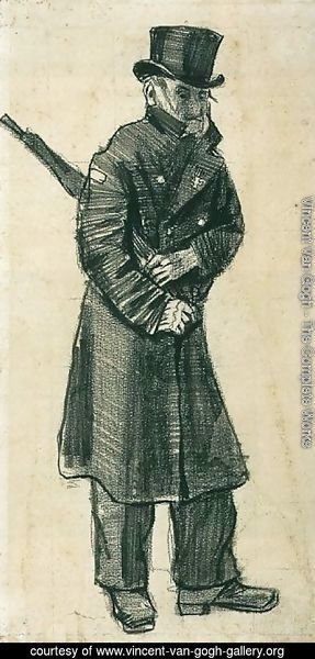 Orphan Man with Top Hat and Umbrella Under his Arm