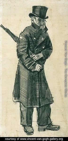 Vincent Van Gogh - Orphan Man with Top Hat and Umbrella Under his Arm