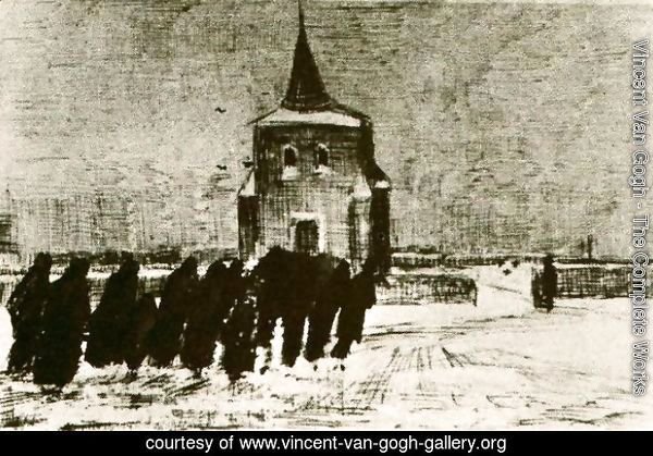 Funeral in the Snow near the Old Tower