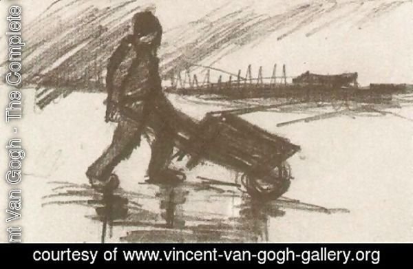 Vincent Van Gogh - Peasant, Walking with a Wheelbarrow