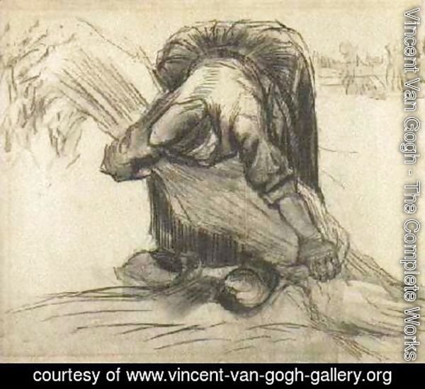 Vincent Van Gogh - Peasant Woman, Picking Up a Sheaf of Grain
