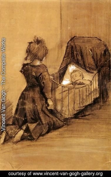 Vincent Van Gogh - Girl Kneeling by a Cradle