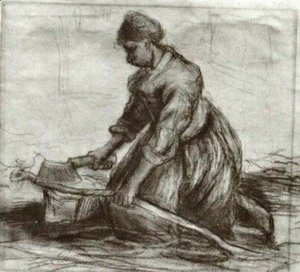 Vincent Van Gogh - Peasant Woman, Kneeling with Chopper