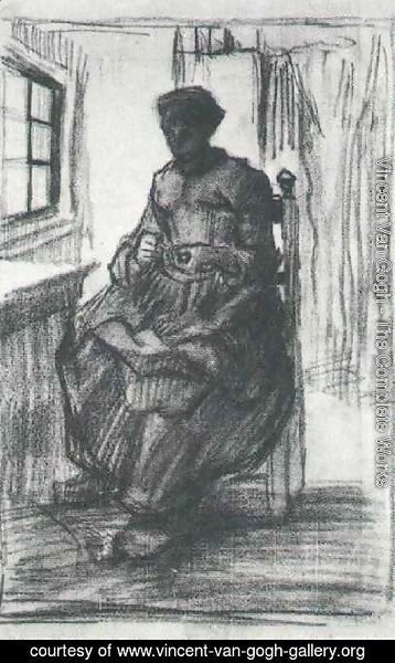 Vincent Van Gogh - Interior with Peasant Woman Sewing
