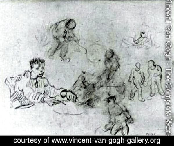 Vincent Van Gogh - Sheet with Sketches of Peasants