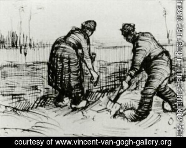 Vincent Van Gogh - Peasant Man and Woman Planting Potatoes 2