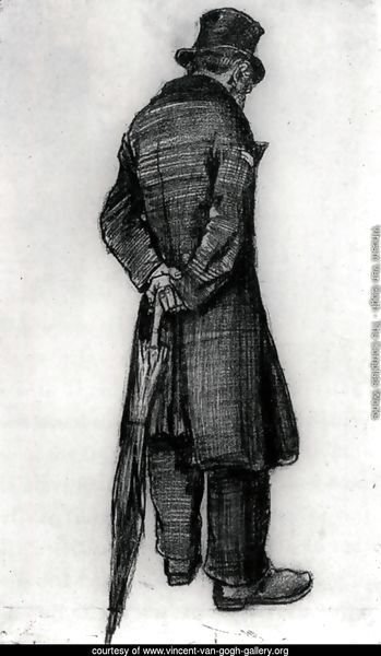 Orphan Man with Umbrella, Seen from the Back