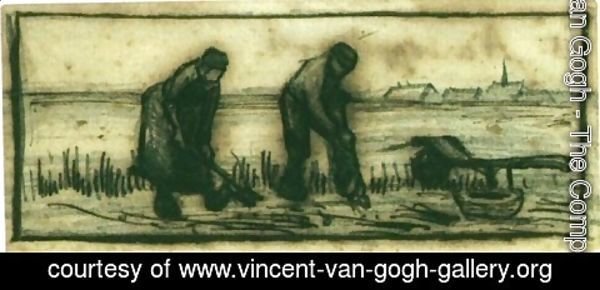 Vincent Van Gogh - Potato Harvest with Two Figures