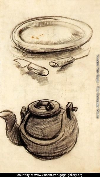 Plate with Cutlery and a Kettle