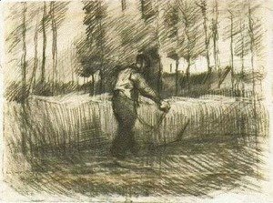 Vincent Van Gogh - Wheat Field with Trees and Mower
