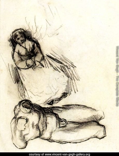 Male Torso and Study for Portrait of a Woman with Flowers