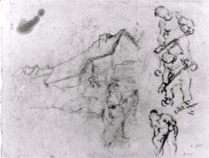 Sketches of a Cottage and Figures