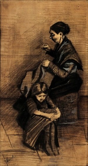 Vincent Van Gogh - Woman Sewing, with a Girl
