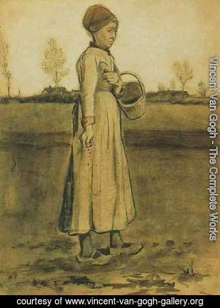 Vincent Van Gogh - Peasant Woman Sowing with a Basket