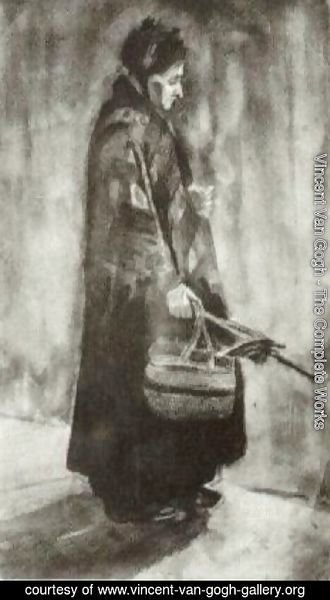 Vincent Van Gogh - Woman with Shawl, Umbrella and Basket