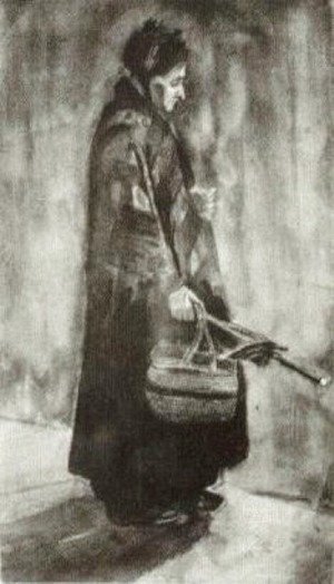 Vincent Van Gogh - Woman with Shawl, Umbrella and Basket