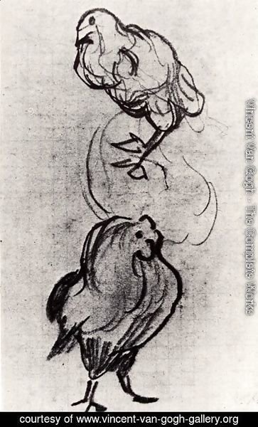 Vincent Van Gogh - Sketches of a Hen and a Cock