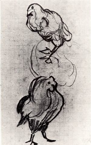 Sketches of a Hen and a Cock