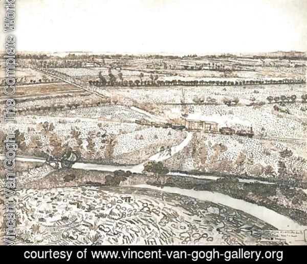 Vincent Van Gogh - Landscape near Montmajour with Train