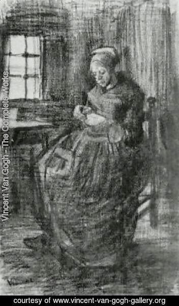 Vincent Van Gogh - Interior with Peasant Woman Sewing 2