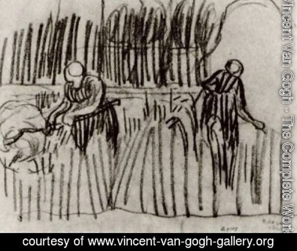 Vincent Van Gogh - Two Women Working in Wheat Field