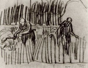 Vincent Van Gogh - Two Women Working in Wheat Field