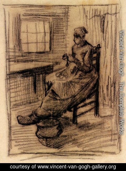 Vincent Van Gogh - Interior with Peasant Woman Peeling Potatoes