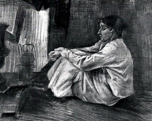 Vincent Van Gogh - Sien with Cigar Sitting on the Floor near Stove