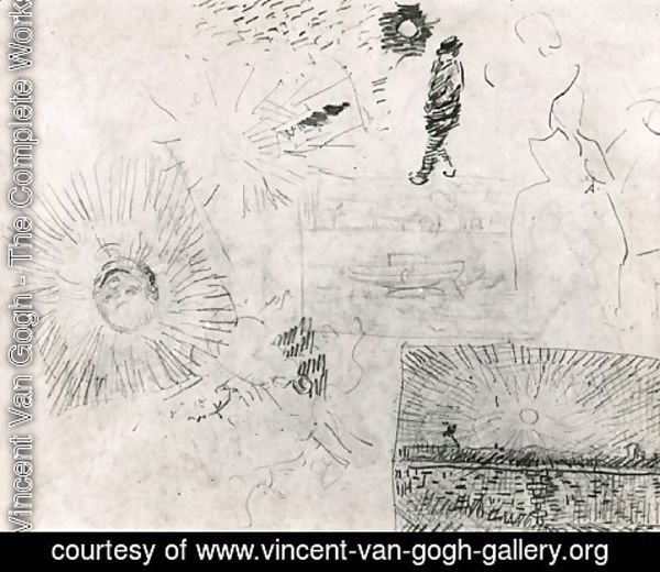 Vincent Van Gogh - Studies Figure The Enclosure Wall of Saint-Paul Hospital and Others
