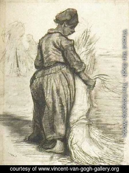 Vincent Van Gogh - Peasant Woman, Binding a Sheaf of Grain