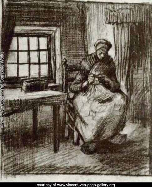 Interior with Peasant Woman Sewing 3