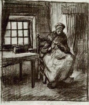 Vincent Van Gogh - Interior with Peasant Woman Sewing 3